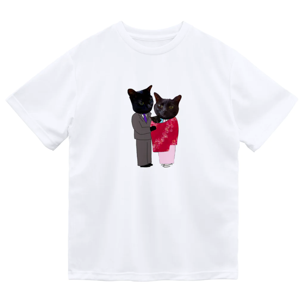 Parallel_merchの黒猫の親子 Dry T-Shirt