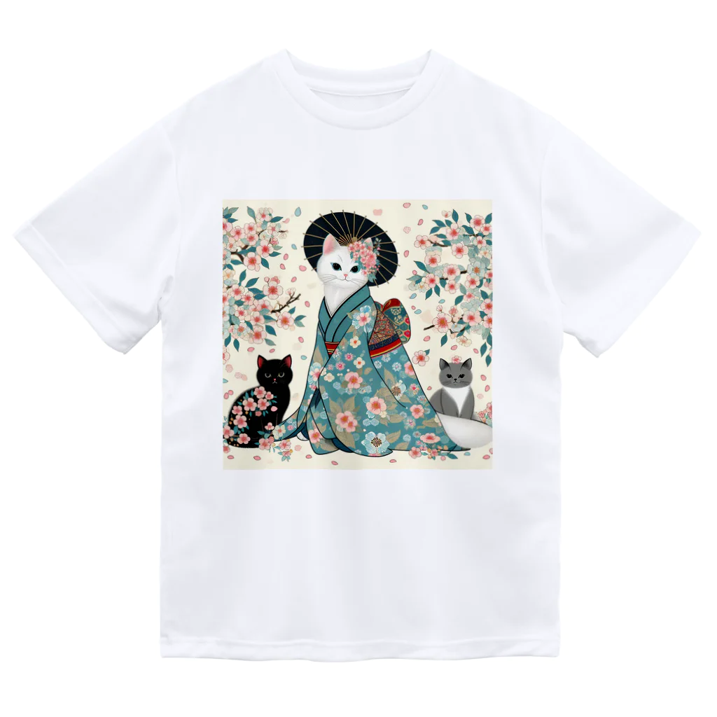 ParadigmStar　パラダイムスターの和風着物猫 ドライTシャツ