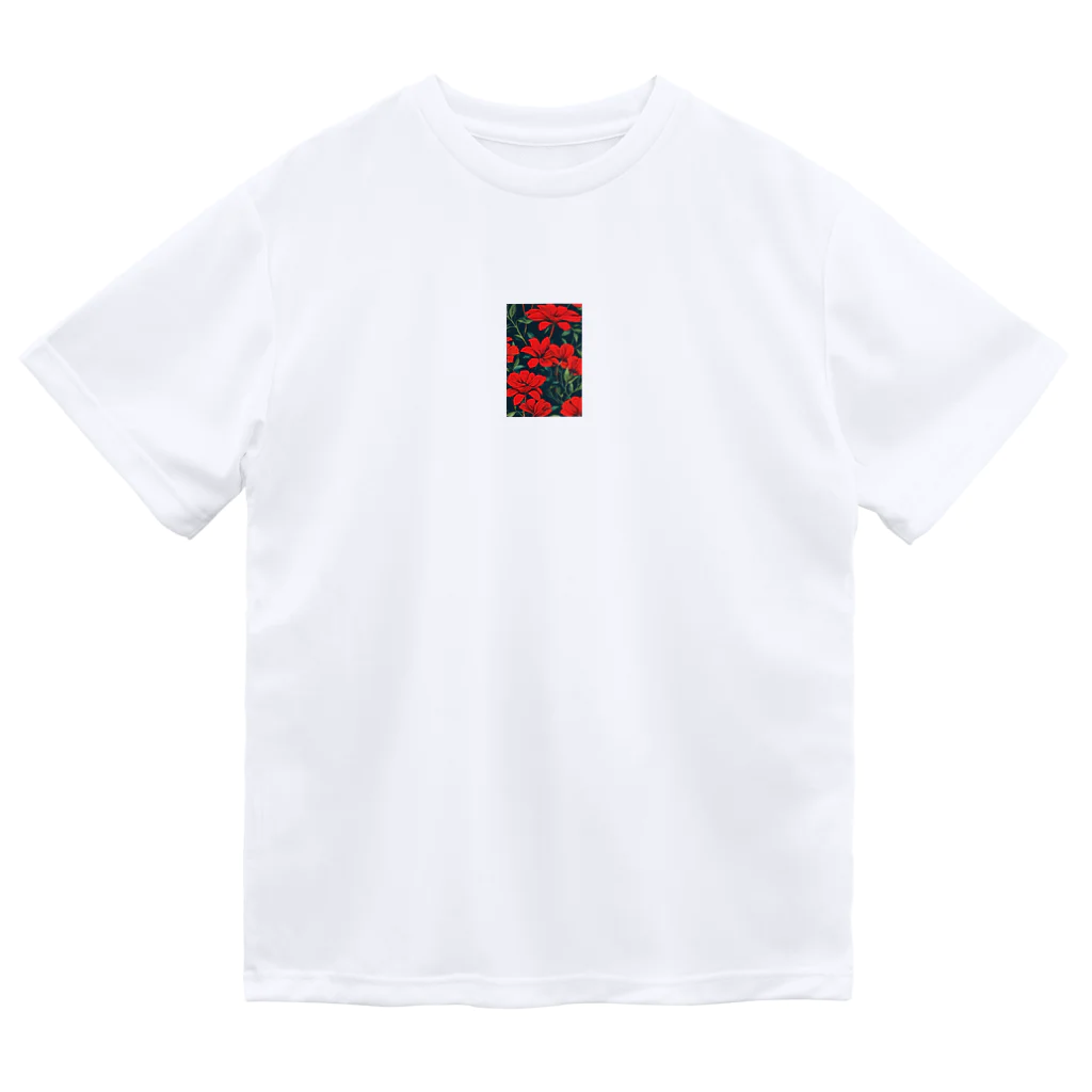 モノクロの赤花 Dry T-Shirt