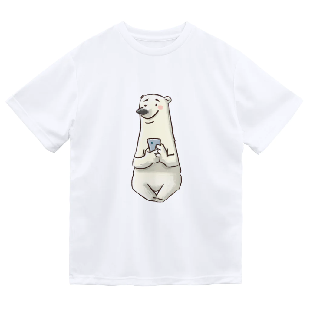 しろくまショップピコピコのスマホを楽しむしろくまさん Dry T-Shirt