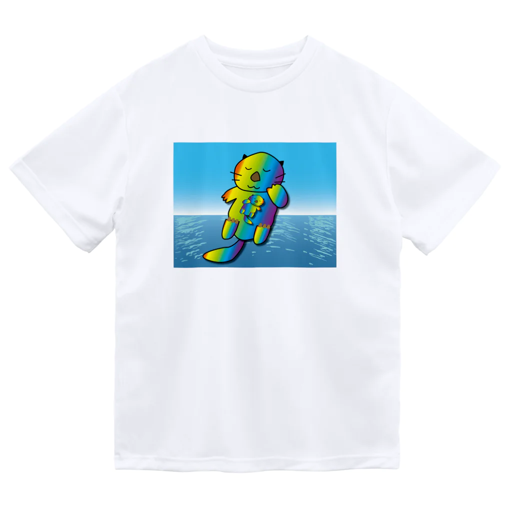 Drecome_Designの【レインボーカラー】おねんね海獺(ラッコ)親子 ドライTシャツ