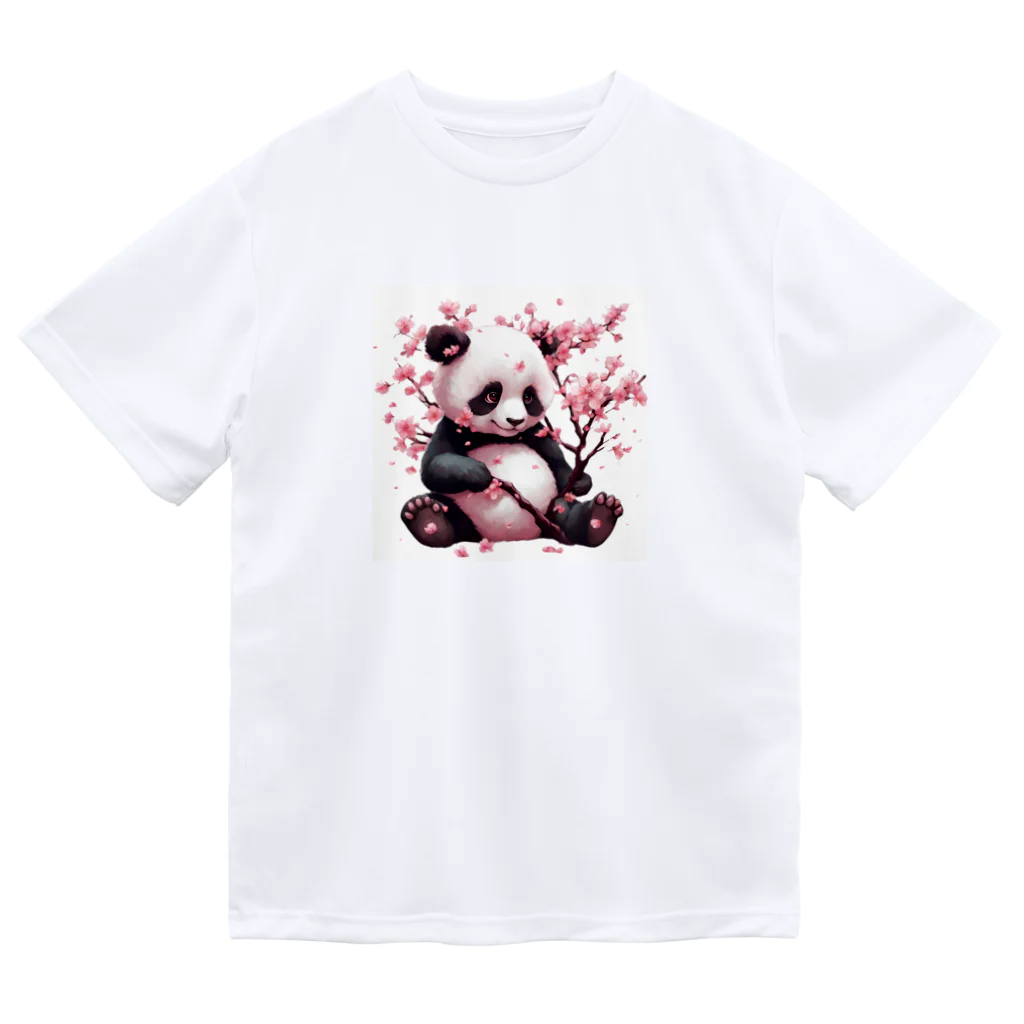 waterpandaのパンダと桜 ドライTシャツ