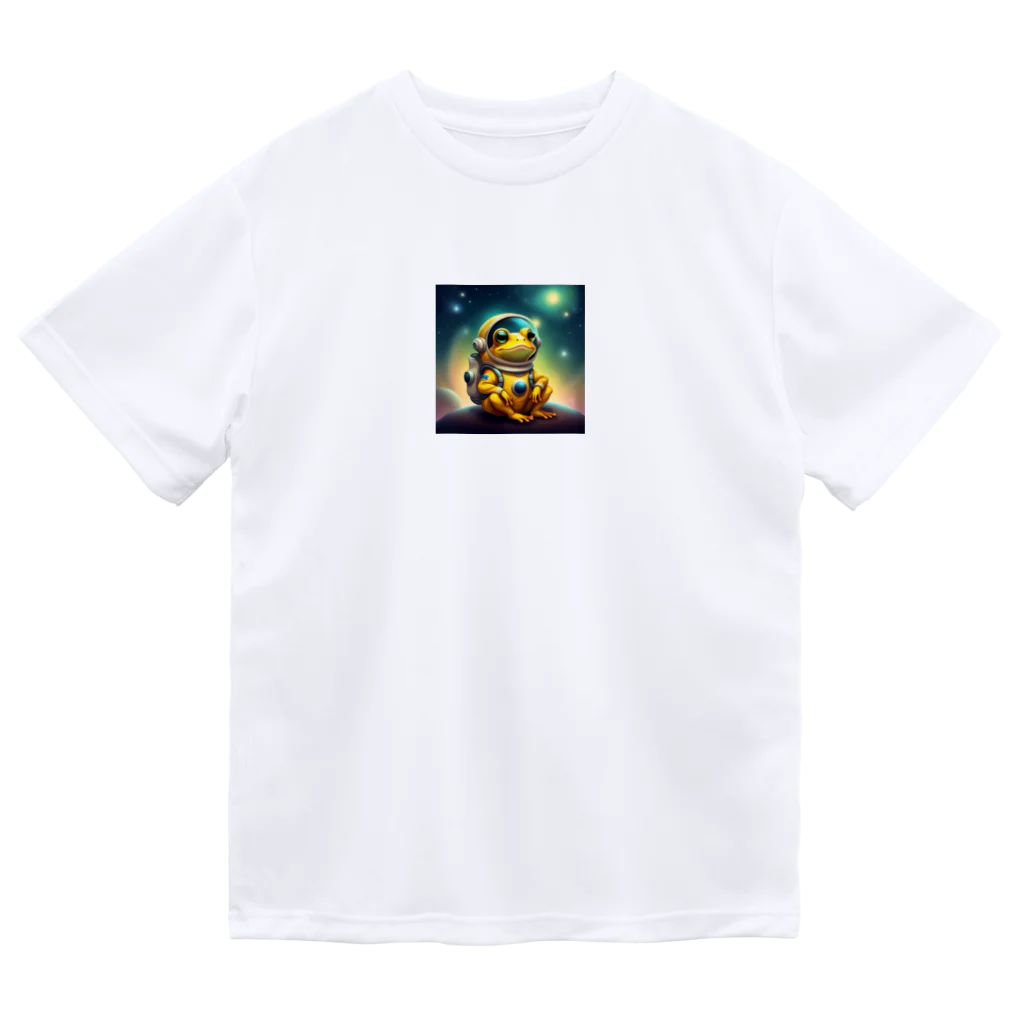 開運！黄色いものたちのカエルの宇宙飛行士 ドライTシャツ