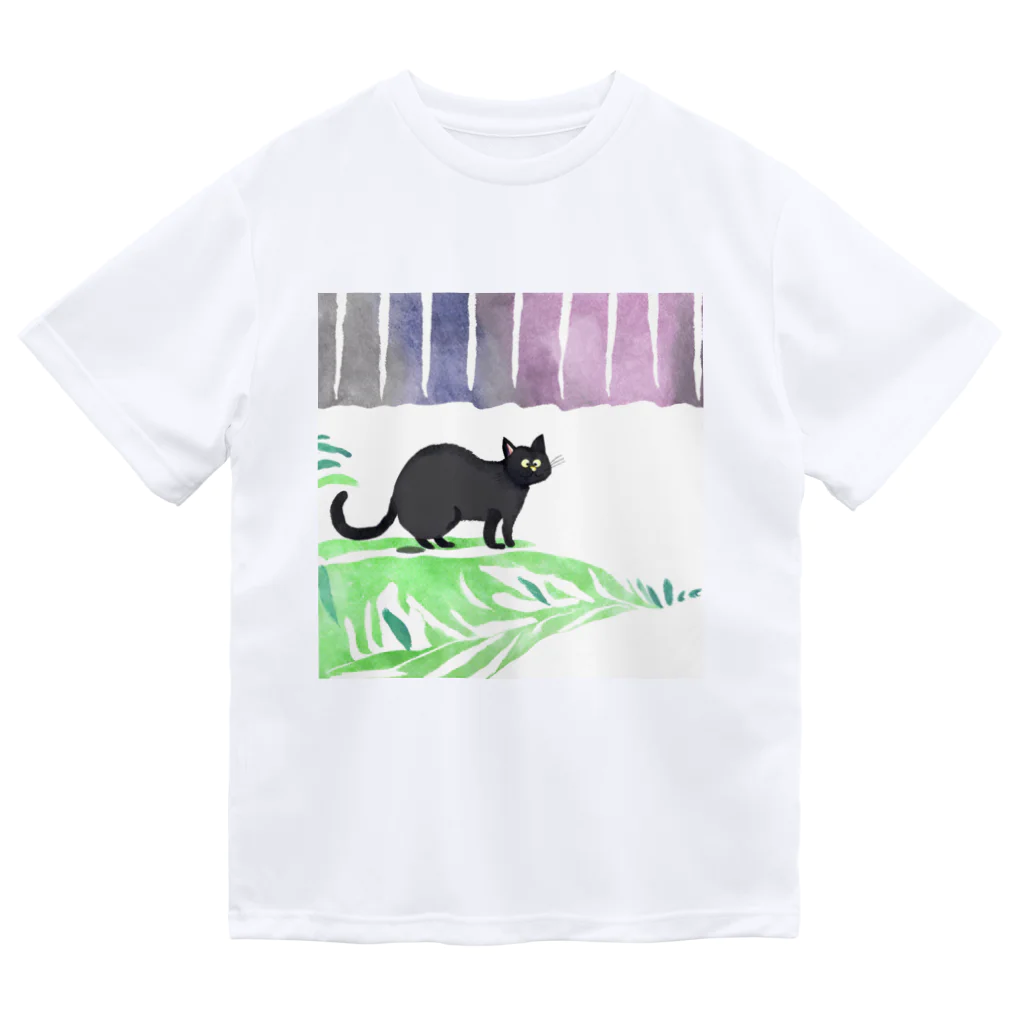 ta-ya_sのなんか抜けてる黒猫 ドライTシャツ