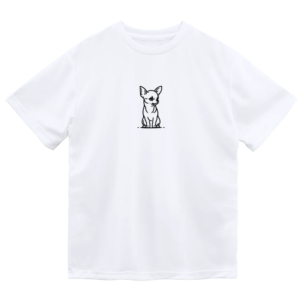 WANnyanDesign 犬猫イラストレーターのチワワ（そっぽ） ドライTシャツ