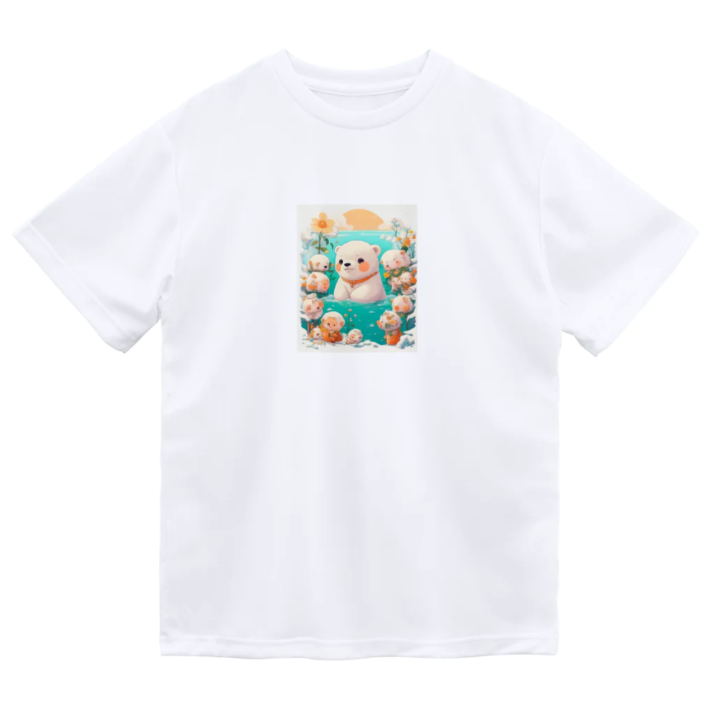 りんりんの可愛いシロクマちゃんショップ　かわいいよ！の水遊びをしている白熊 ドライTシャツ