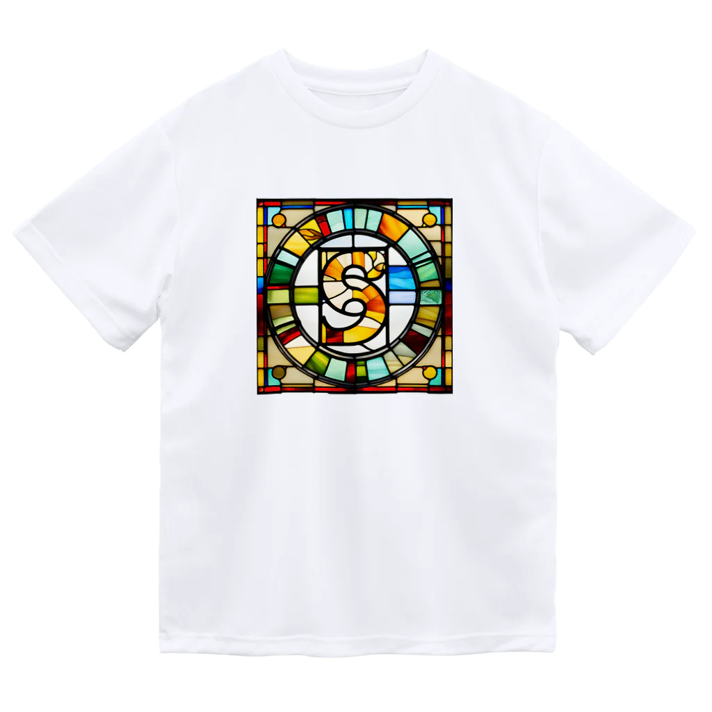 alphabet stained glassのstained glass S ドライTシャツ