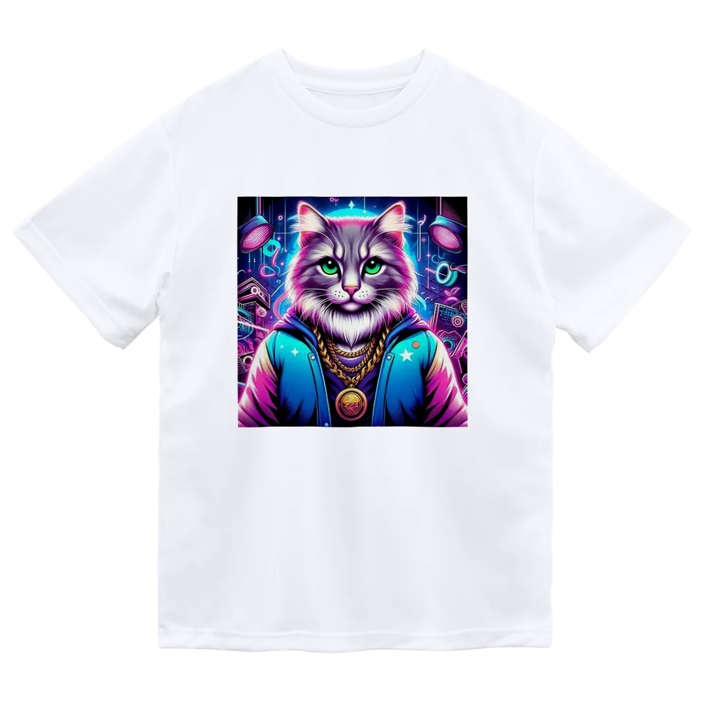 AIフォトSHOPのイケ猫DJ ドライTシャツ