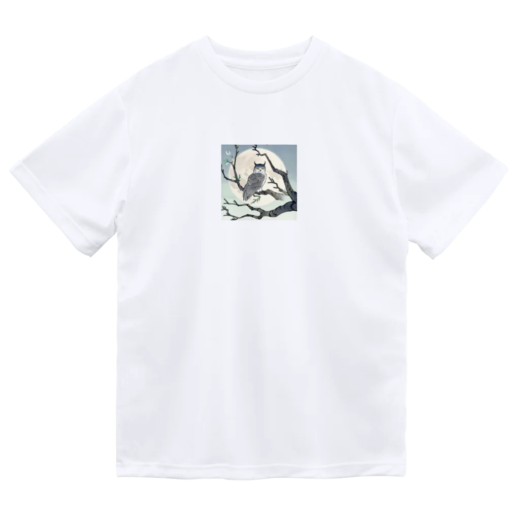 bigbamboofamilyの月に照らされた梟 Dry T-Shirt