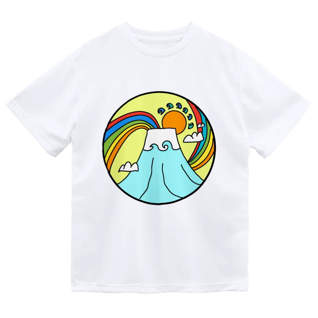 aloha_world_in_circleのjapan mount Fuji rainbow Dry T-Shirt
