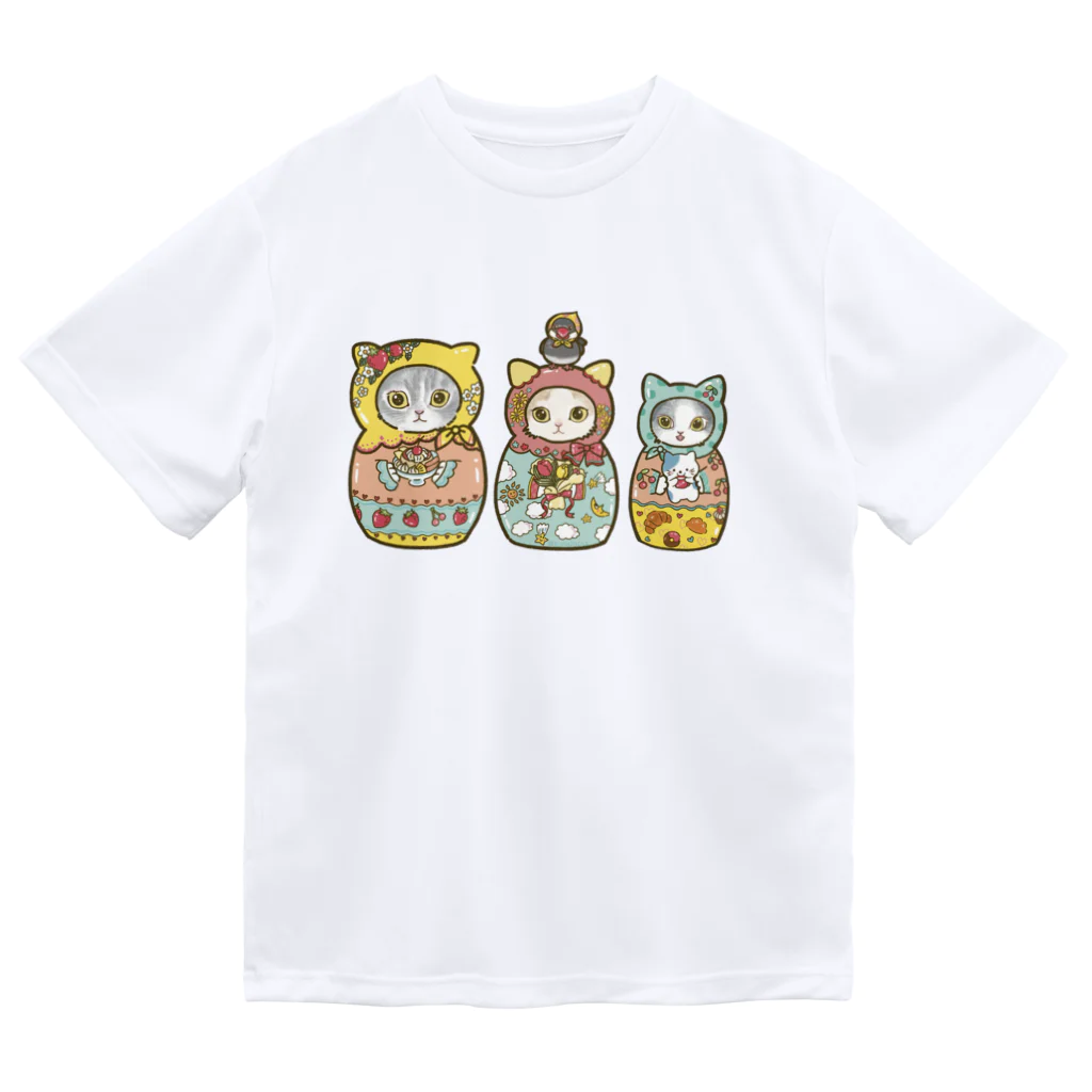 猫のきぬくんのお店のマトニャーシカ　プリンちゃん一家 ドライTシャツ