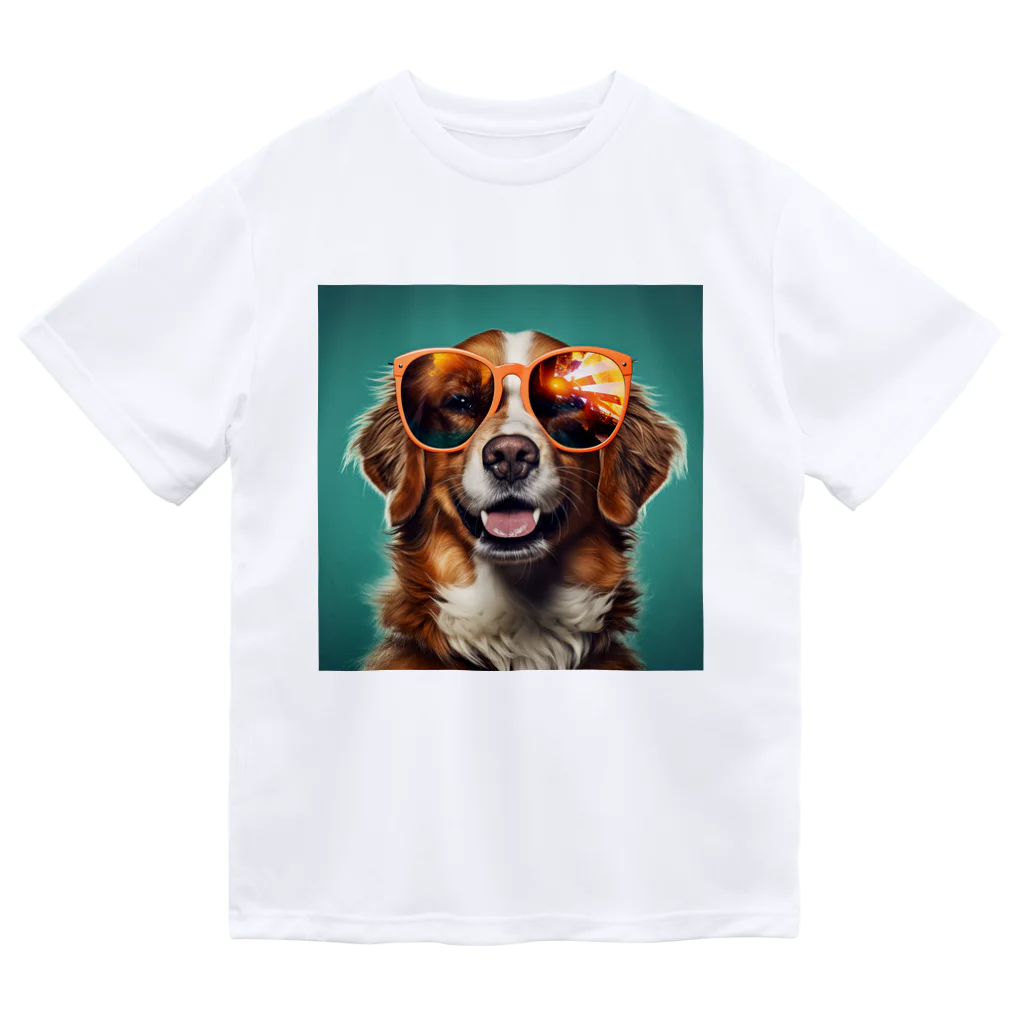 AQUAMETAVERSEのサングラスをかけた、かわいい犬 Marsa 106 Dry T-Shirt