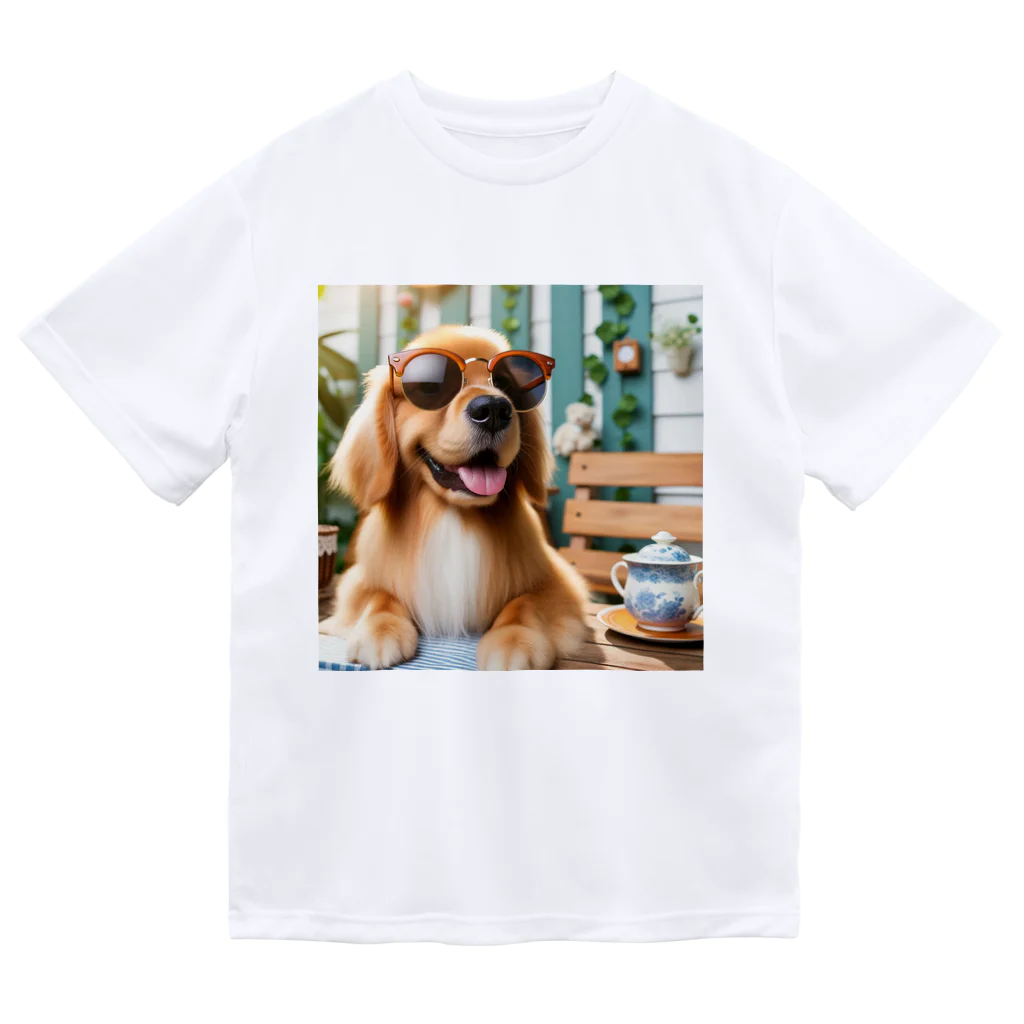 AQUAMETAVERSEのサングラスをかけた、かわいい犬 Marsa 106 ドライTシャツ