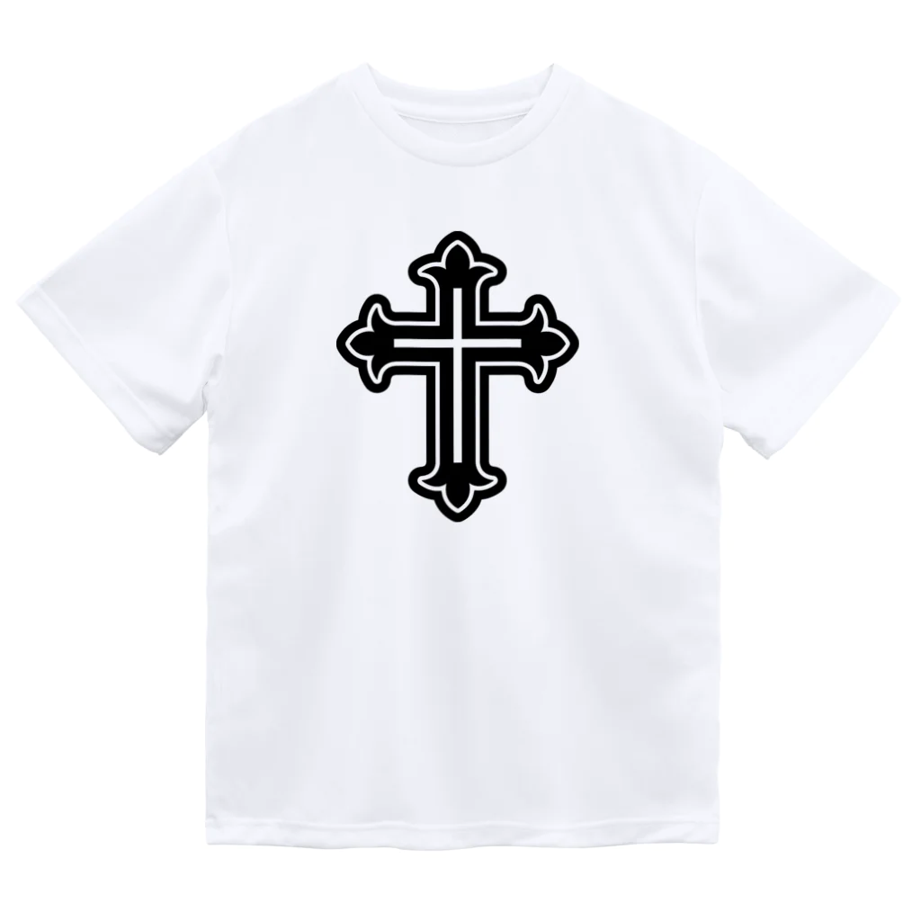 QUQU_WORKSの十字架 クロス 御守り ブラック ドライTシャツ