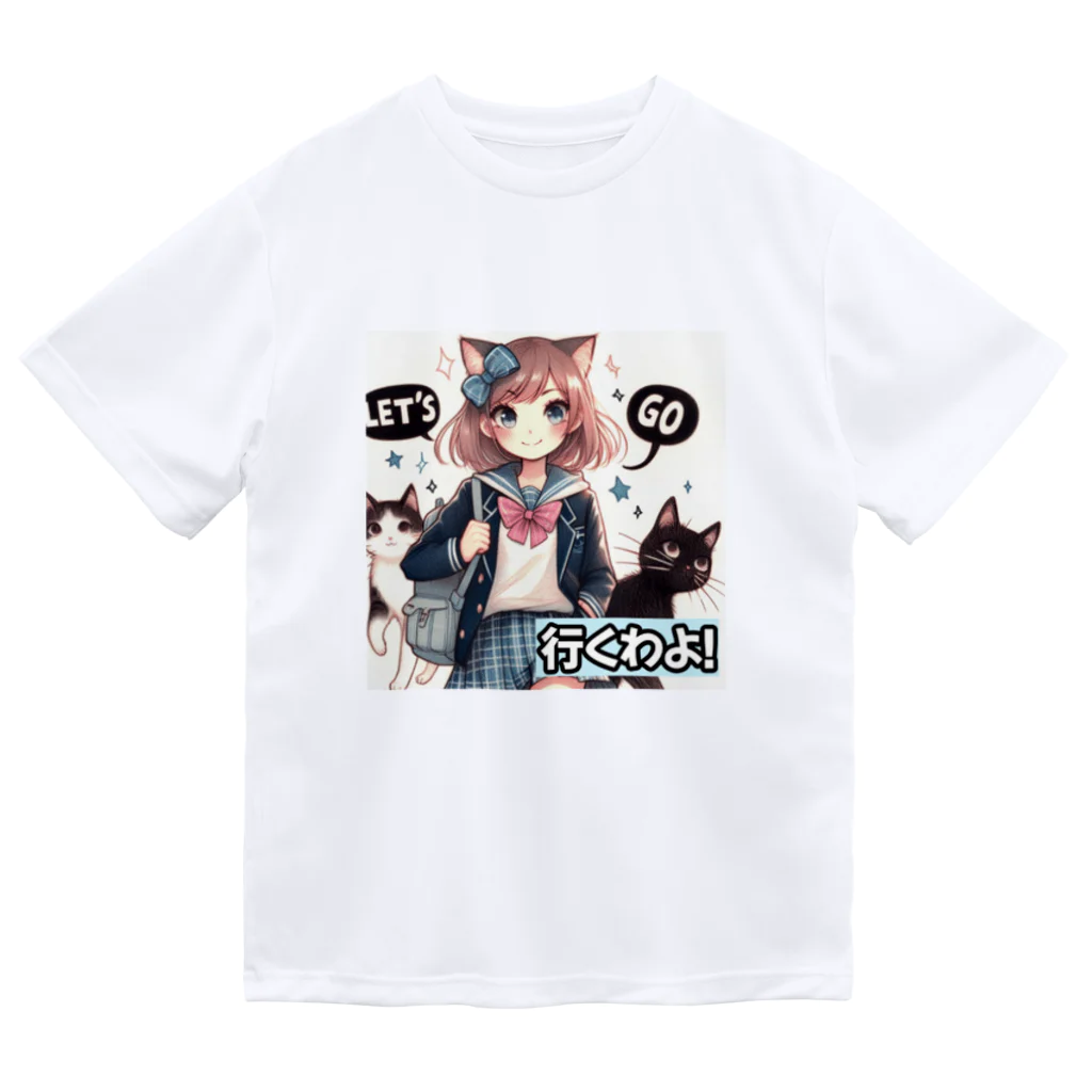 SANTASERVISの猫ギャル高校生 ドライTシャツ