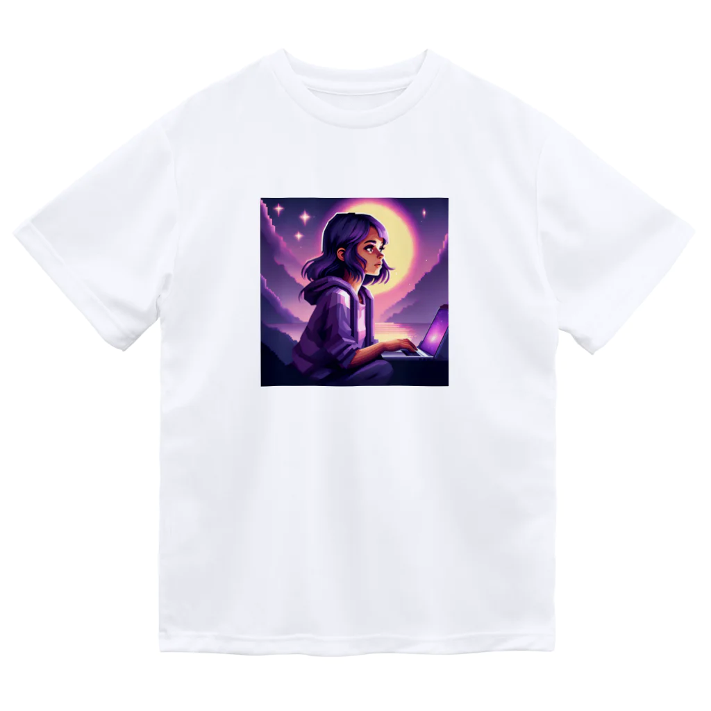 Muffin66の夜空と女の子 Dry T-Shirt