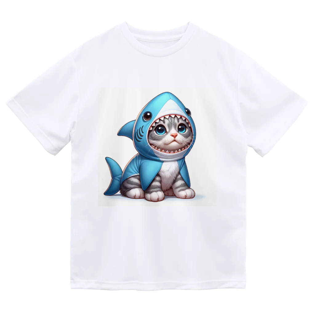 IloveCatのサメのフードを被った子猫 Dry T-Shirt