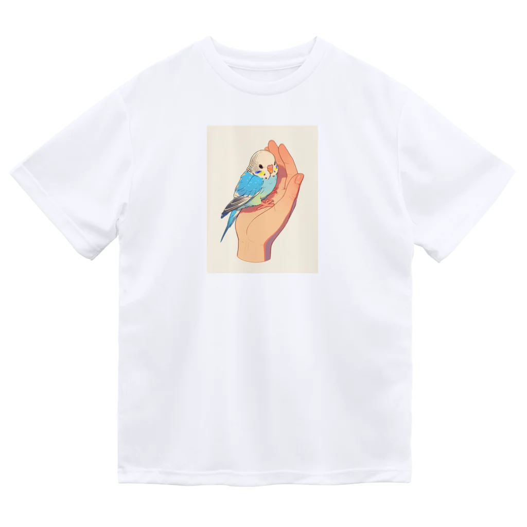 AQUAMETAVERSEの手のひらでおしゃべりセキセイインコの　BLUE PLUM  691 Dry T-Shirt