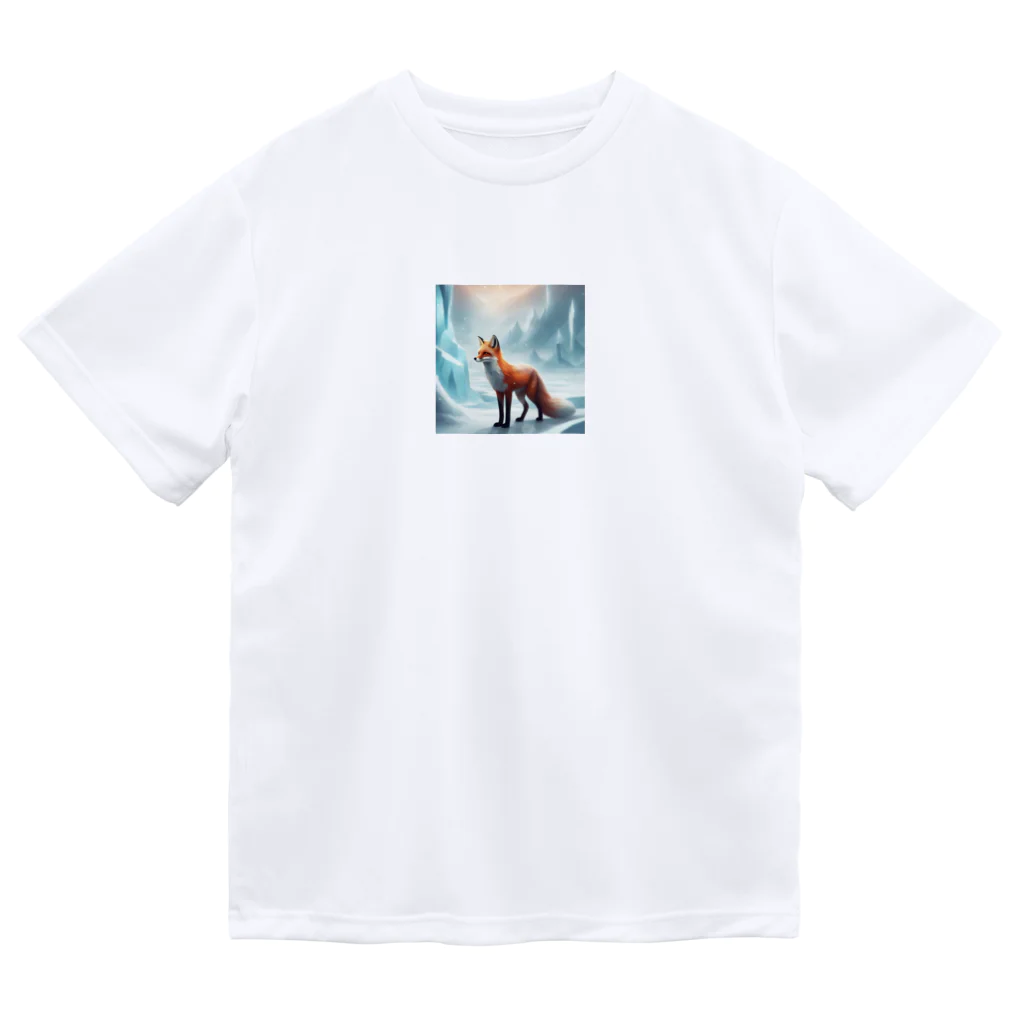 ブルーレイの氷山と狐 ドライTシャツ