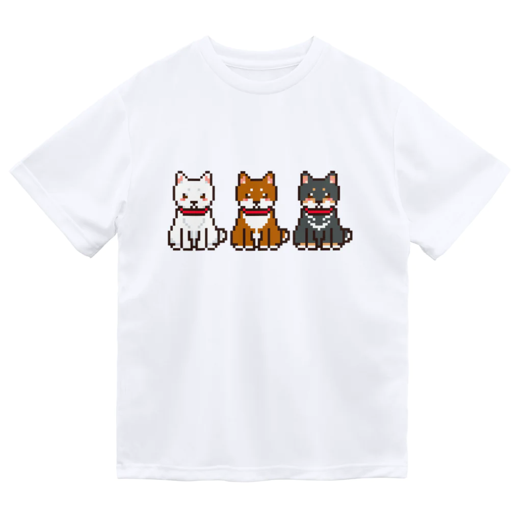 モチクマのドット絵三柴犬さん Dry T-Shirt