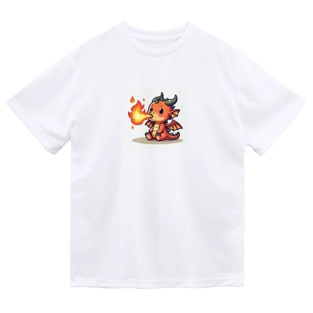 hanahana-3の可愛らしい炎を吹くドラゴンキャラクター ドライTシャツ