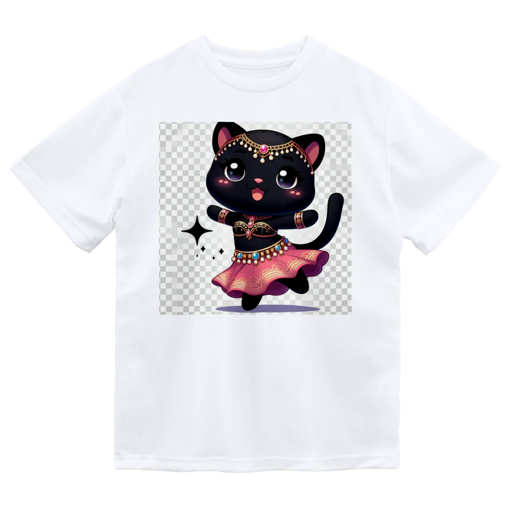 ベリーBellyの黒猫ベリーダンス ドライTシャツ