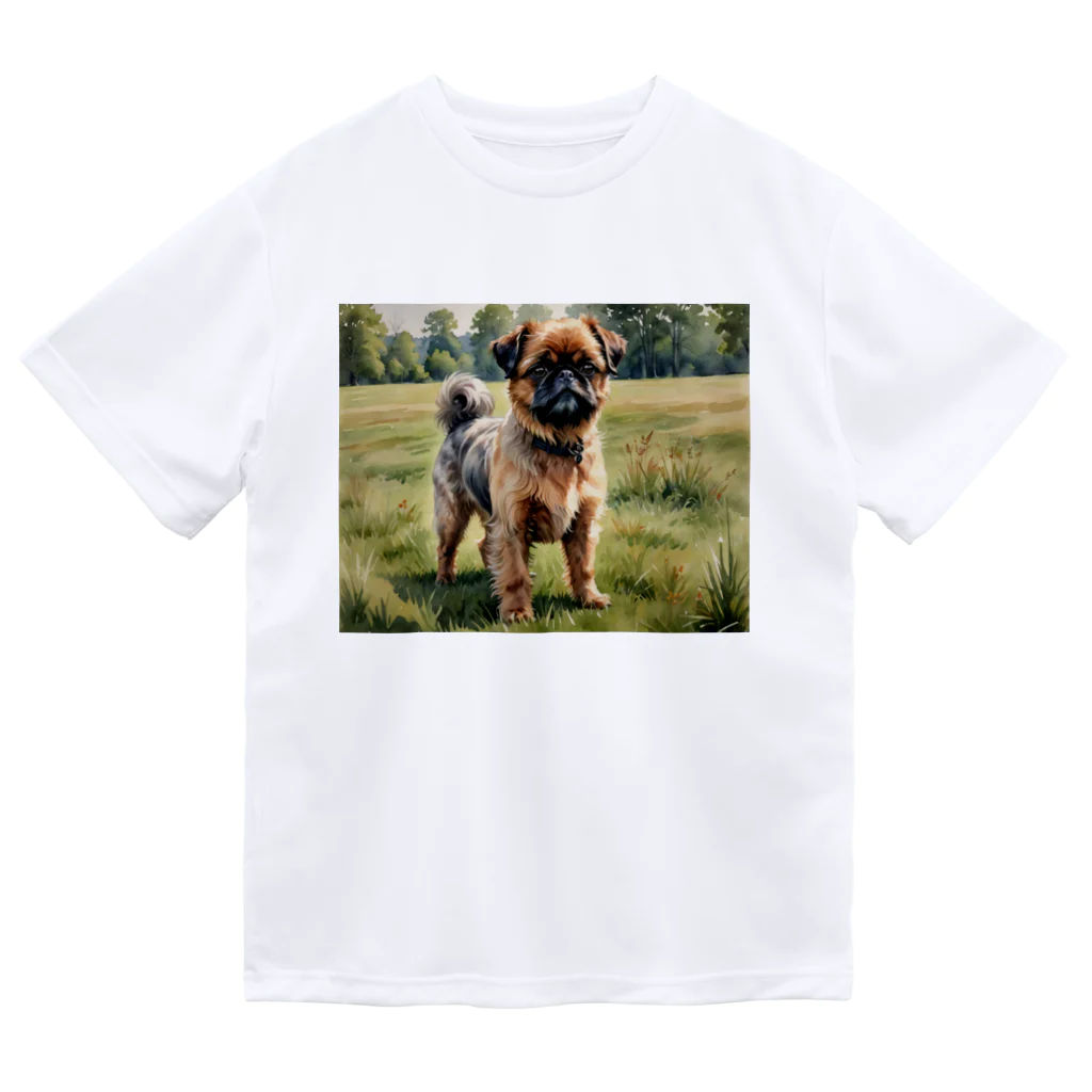 Animal Illustration shopのブリュッセル・グリフォン　Brussels Griffon　水彩画風 ドライTシャツ