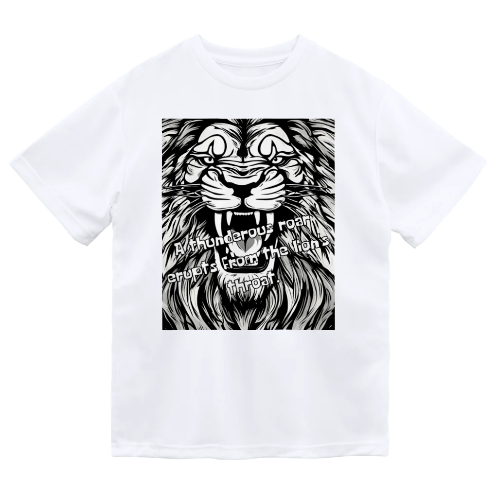 SERIY_SHOPの荘厳なる支配者：モノトーンのライオンの描画 ドライTシャツ