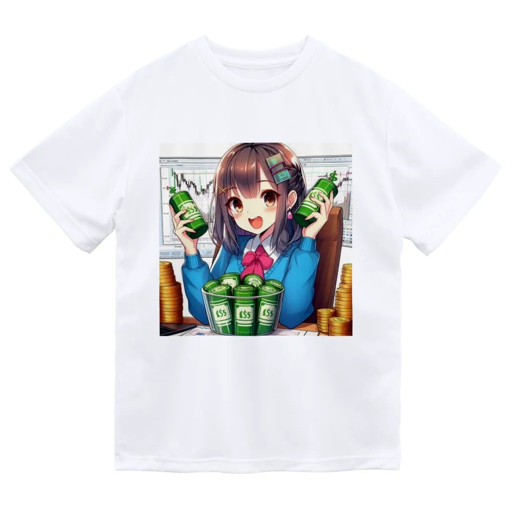 BURABOの魅力的な美少女がNISAで投資 ドライTシャツ