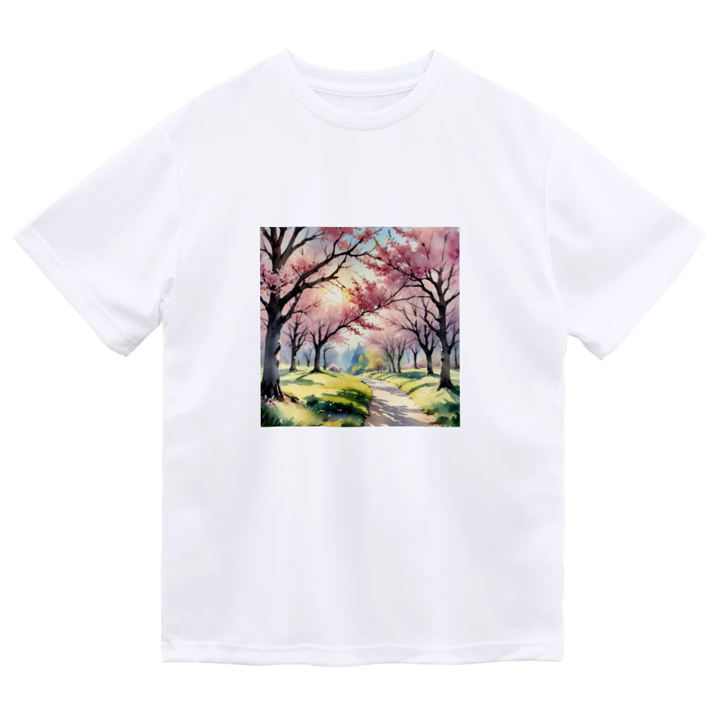 terurun19の桜並木 ドライTシャツ