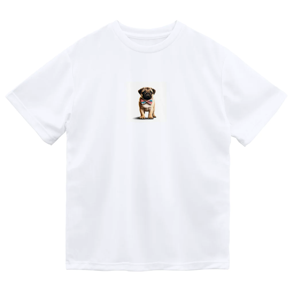 鼻ぺちゃ犬と和猫のカラフルリボン蝶ネクタイ君 Dry T-Shirt