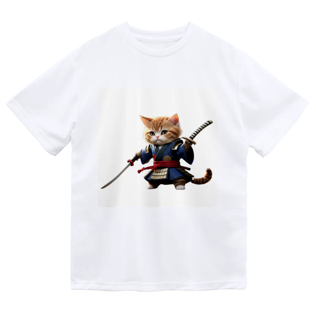 AI考房の闘うサムライ猫 ドライTシャツ