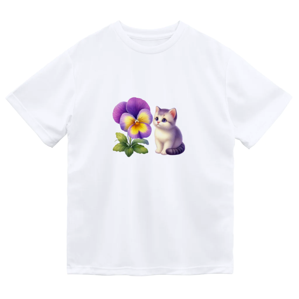 Y m @Y's shopの猫とパンジー ドライTシャツ