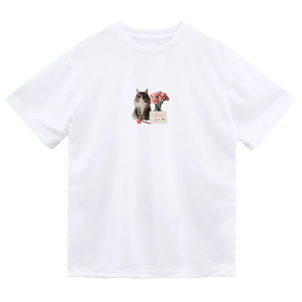 Y m @Y's shopの猫とカーネーション Dry T-Shirt