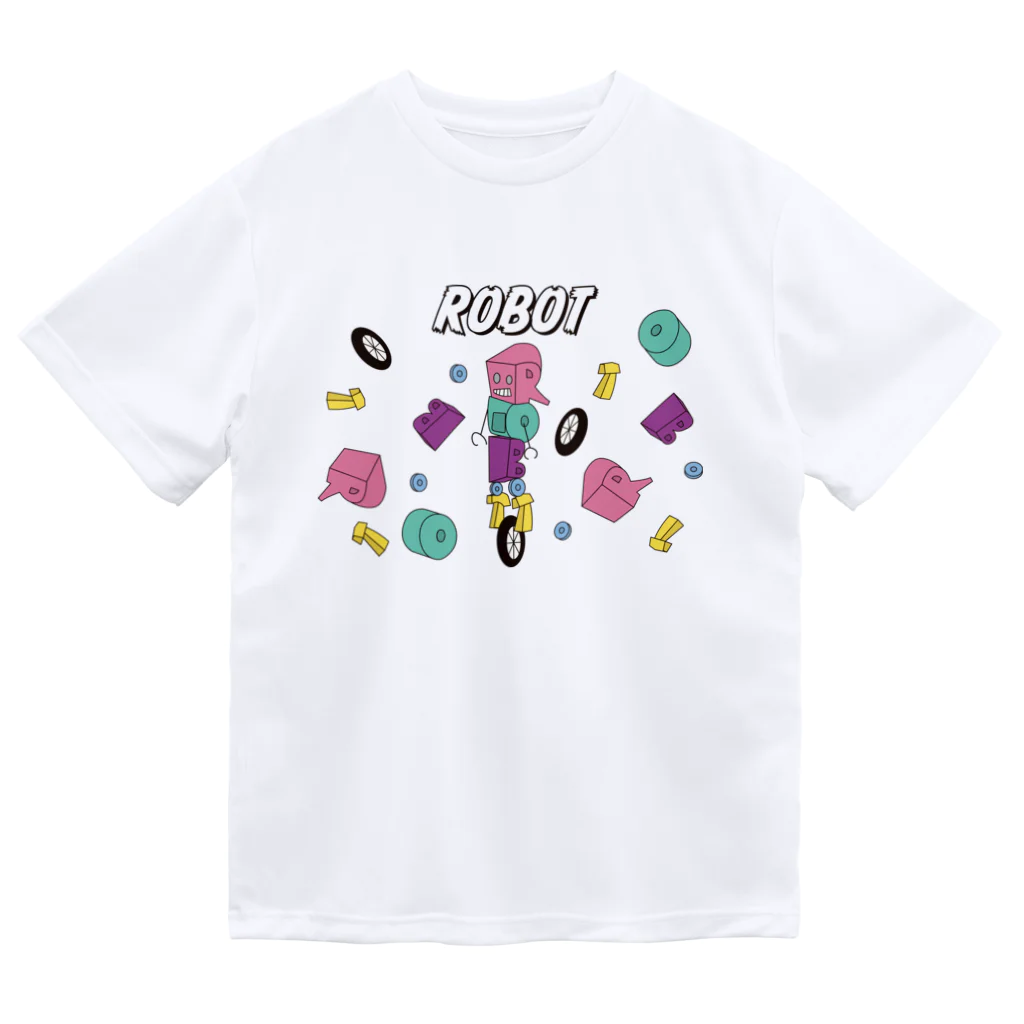 親子設計 CHIiKu MOJi『知育文字』のROBOT Pink ドライTシャツ