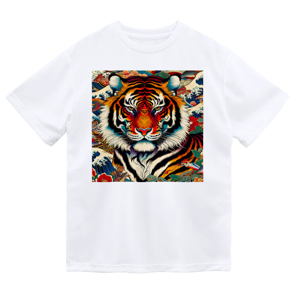 chaochao0701の浮世絵風　虎（顔）"Ukiyo-e style tiger (face)."  "浮世繪風格的虎（臉）。 ドライTシャツ