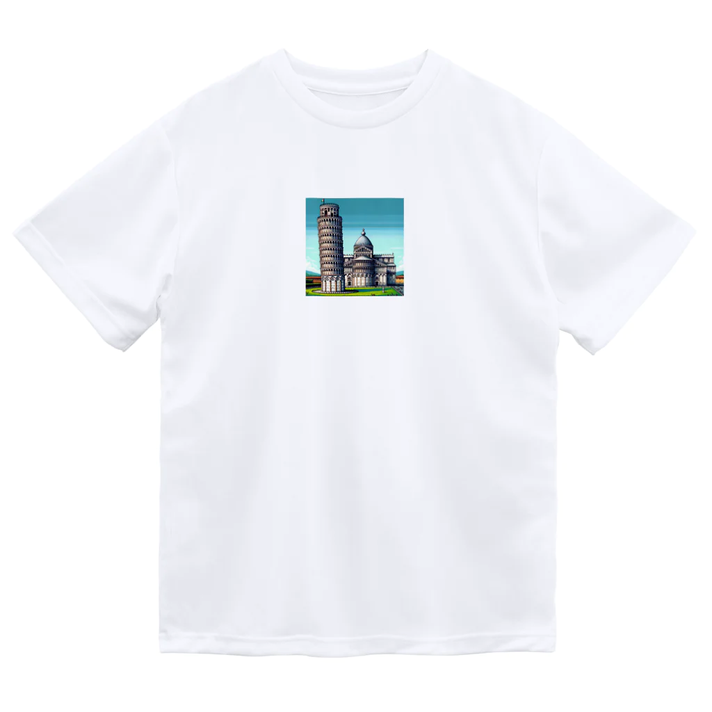 Pixel Art Goodsのピサの斜塔（pixel art） ドライTシャツ