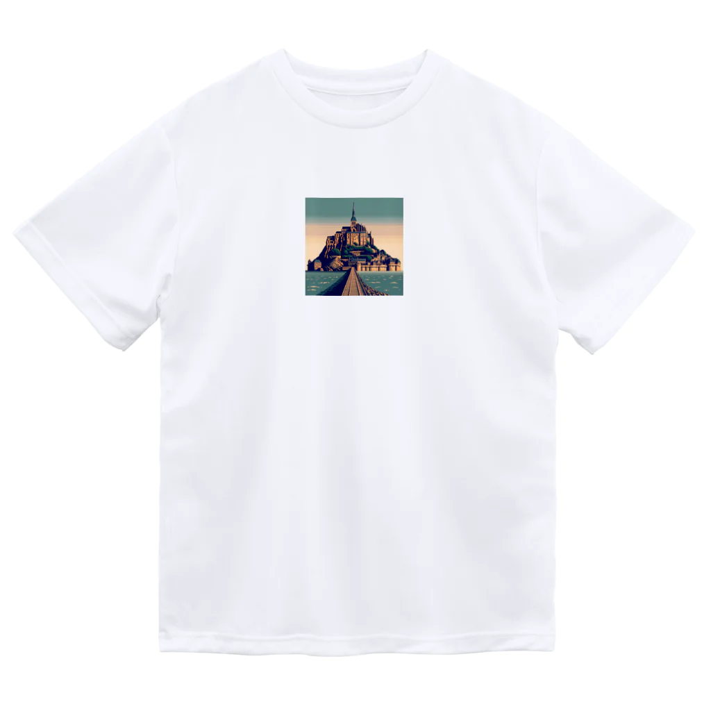 Pixel Art Goodsのモン・サン・ミシェル（pixel art） ドライTシャツ