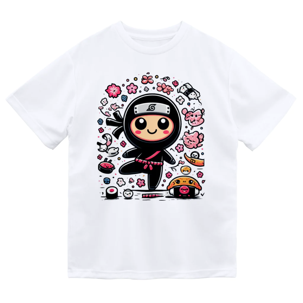 ともちピンクのゆるキャラ黒忍者 Dry T-Shirt