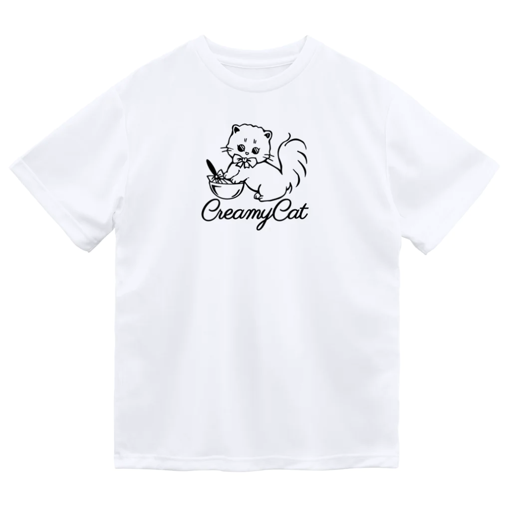 お砂糖と白い猫　creamy catのcreamy catの白猫ちゃん ドライTシャツ