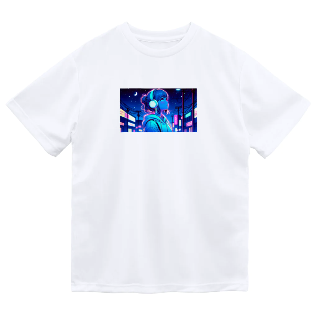 DesignColorsのネオンカラーな夜の少女 ドライTシャツ