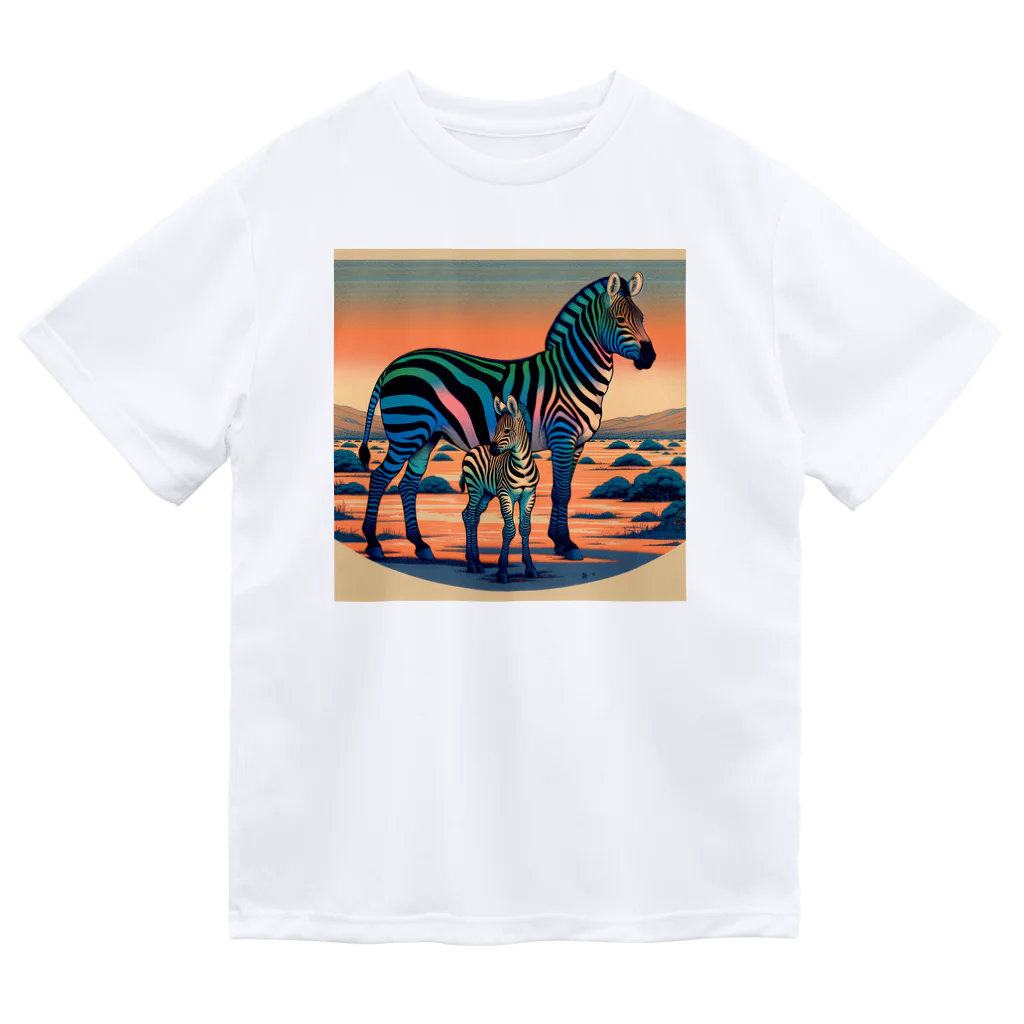 chaochao0701の浮世絵風　シマウマ（偉大な野生動物）"Ukiyo-e Style Zebra (Majestic Wild Animal)" "浮世绘风格的斑马（伟大的野生动物）" ドライTシャツ