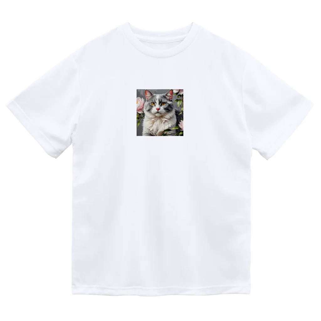 Sunbathingのピオニーと猫 Dry T-Shirt