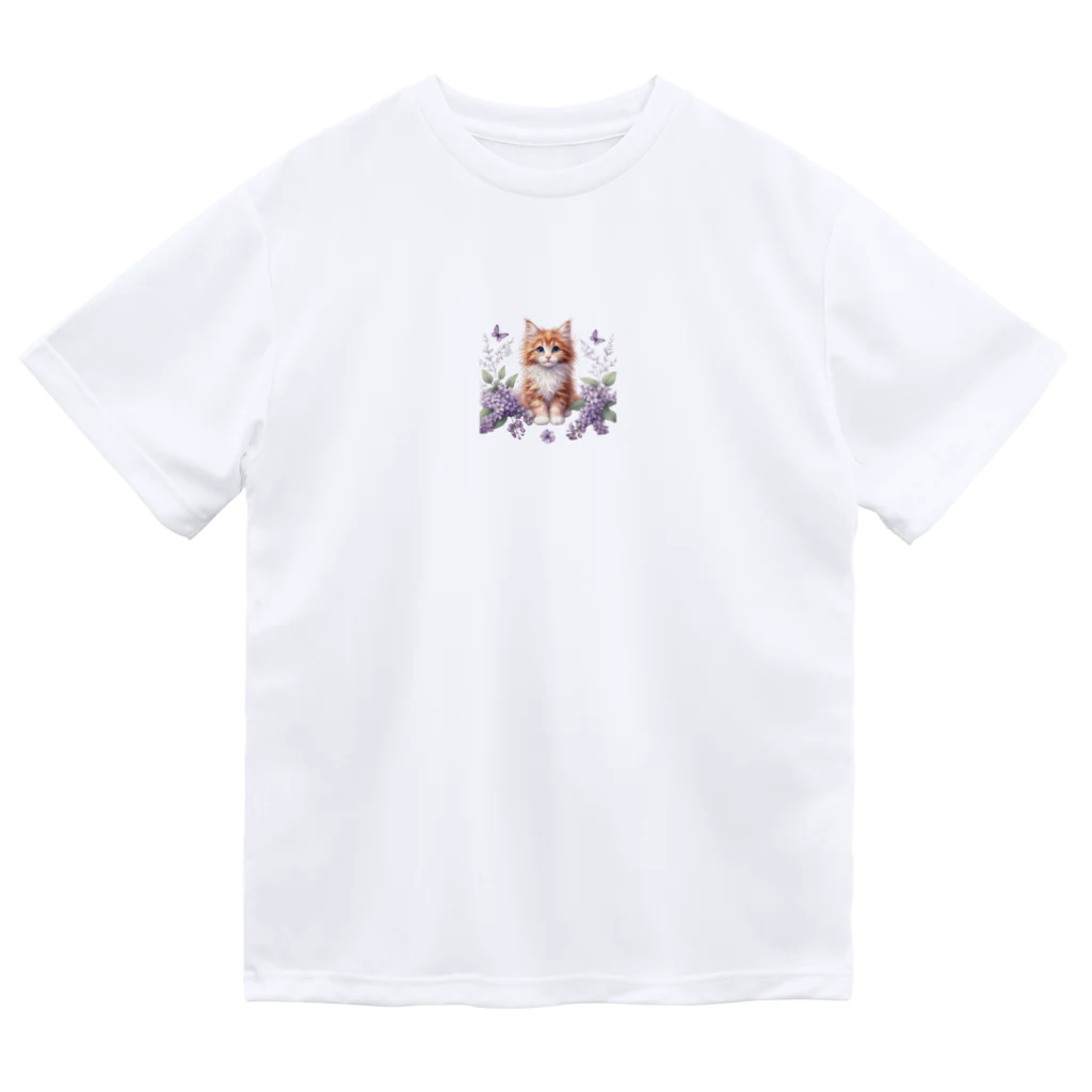 Y m @Y's shopの子猫とお花 ドライTシャツ