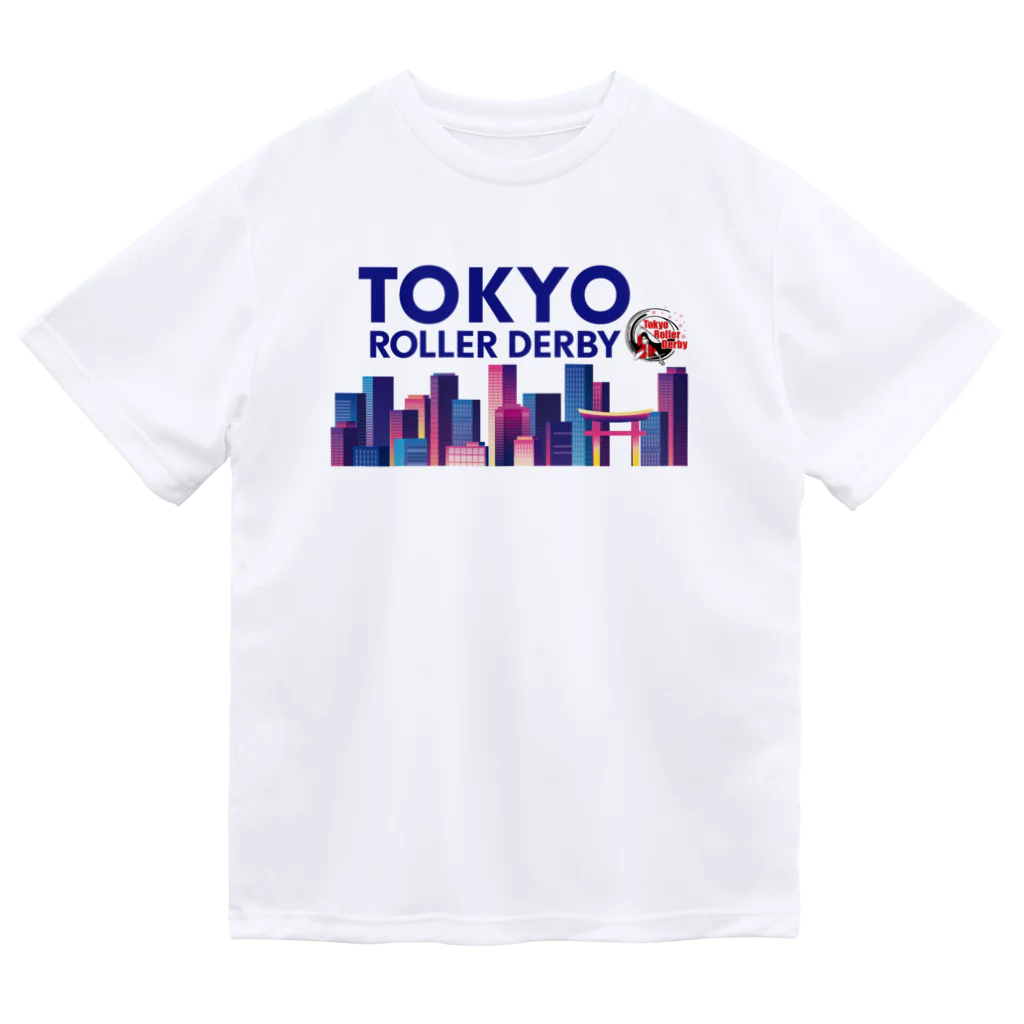 東京ローラーダービーのTokyo Skyline（Blue character) Dry T-Shirt