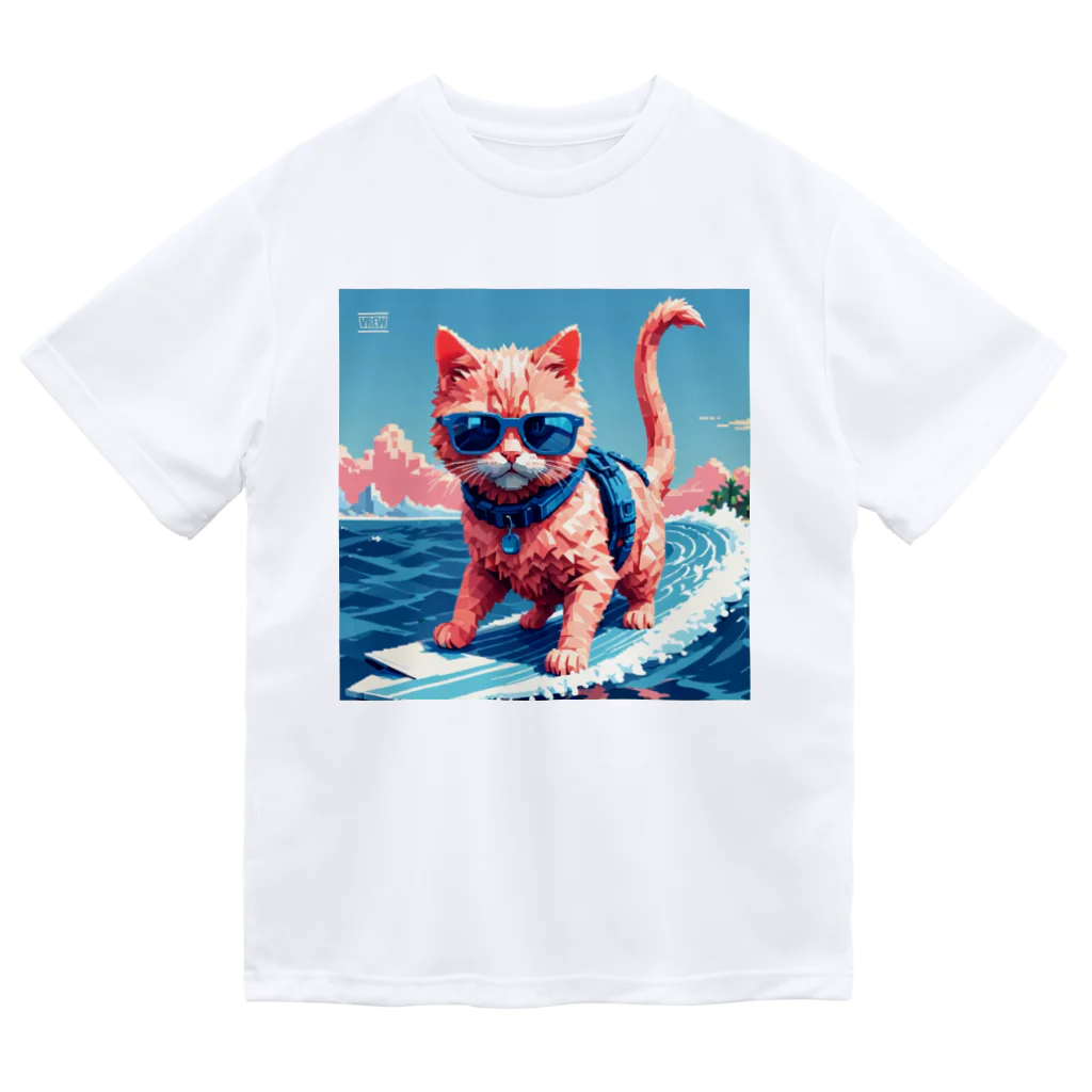 メロンパン猫のサーファーキャット ドライTシャツ