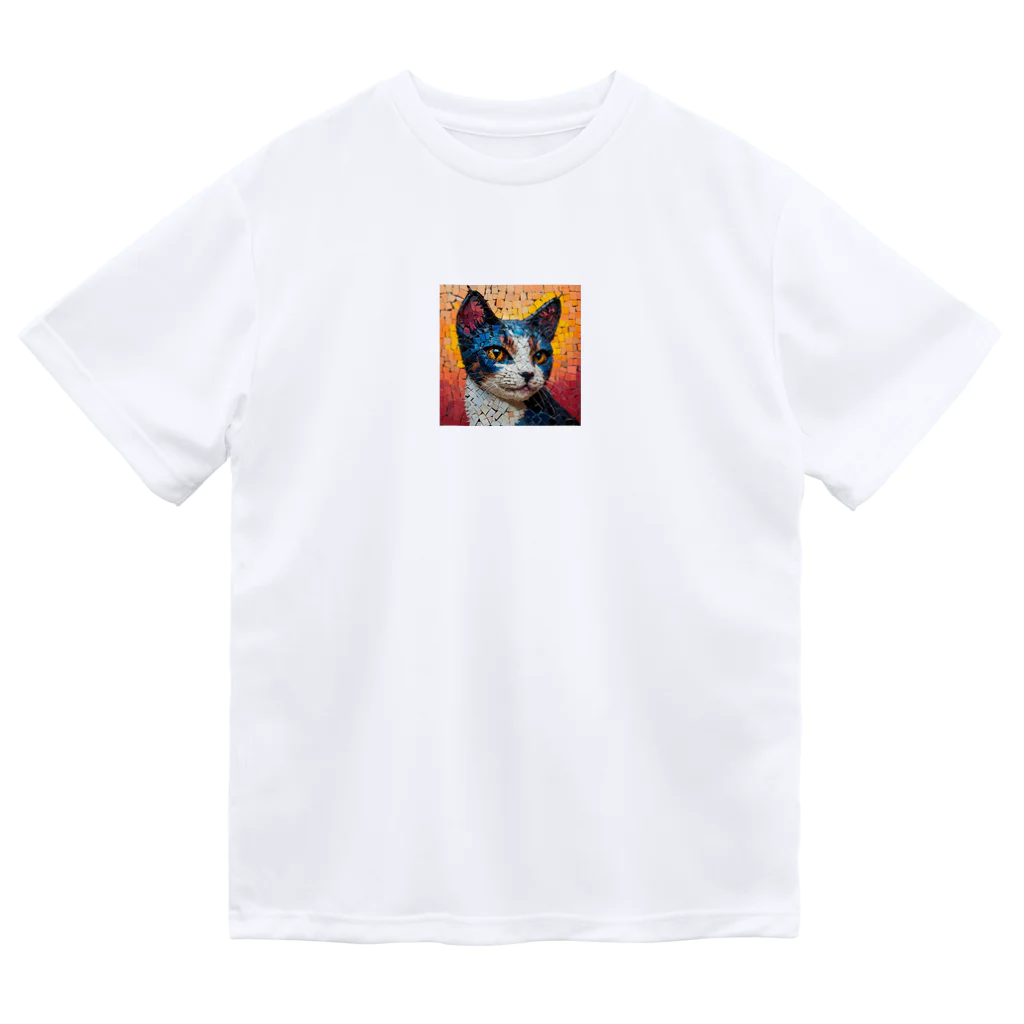 TubuTechのモザイク ブルーキャット ドライTシャツ