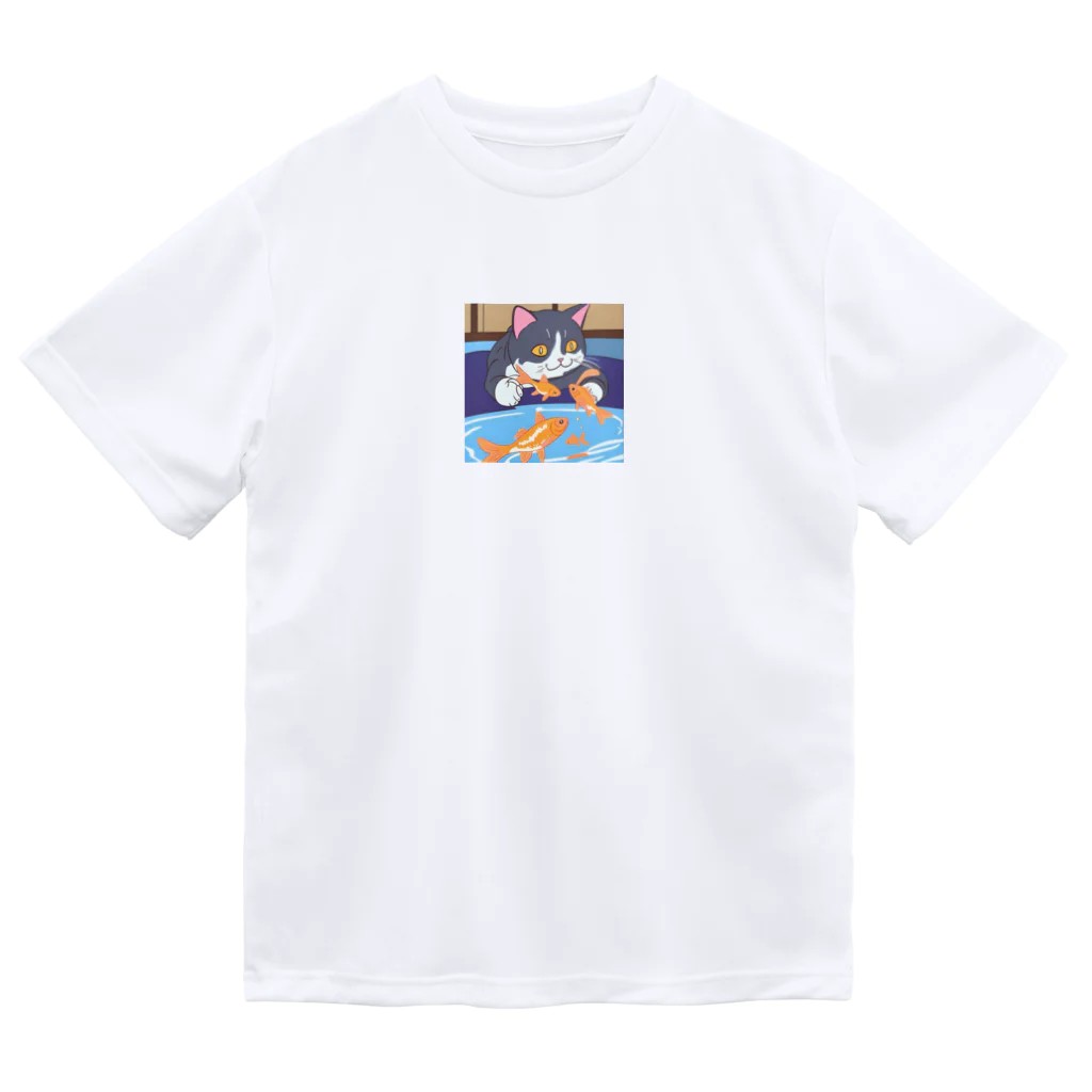 Chama's shopの猫と金魚 Dry T-Shirt