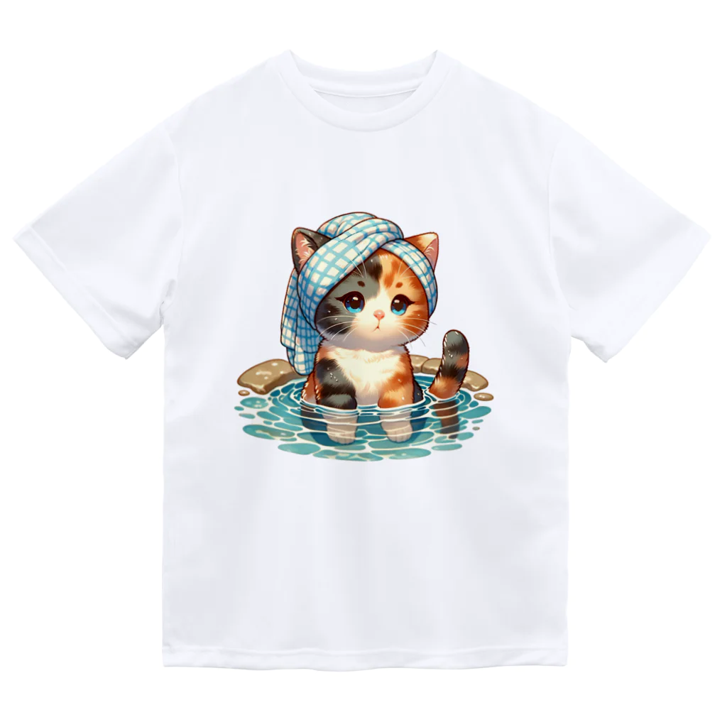 さざれいしの三毛猫さんの入浴 ドライTシャツ