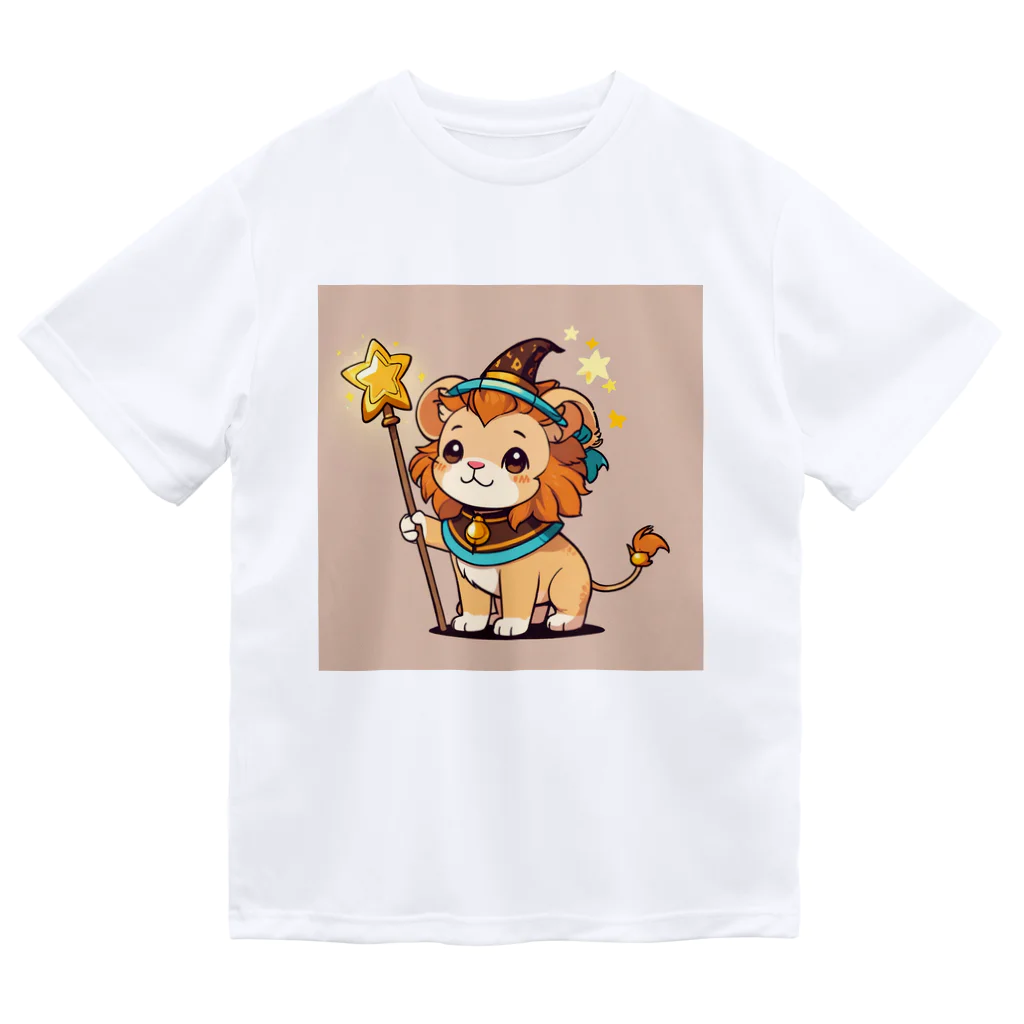 ganeshaの魔法の杖を持ったかわいいライオン ドライTシャツ